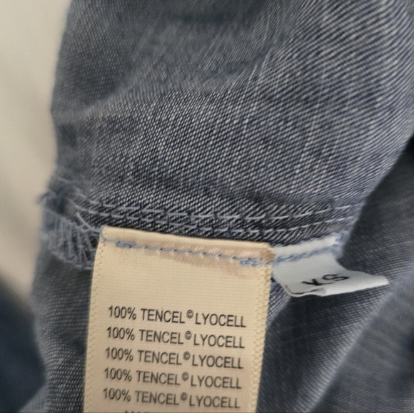 Anthropologie Cloth & Stone  Chambray Wrap Jumpsuit XS Blue Wide Leg Tie Waist - Picture 11 of 16